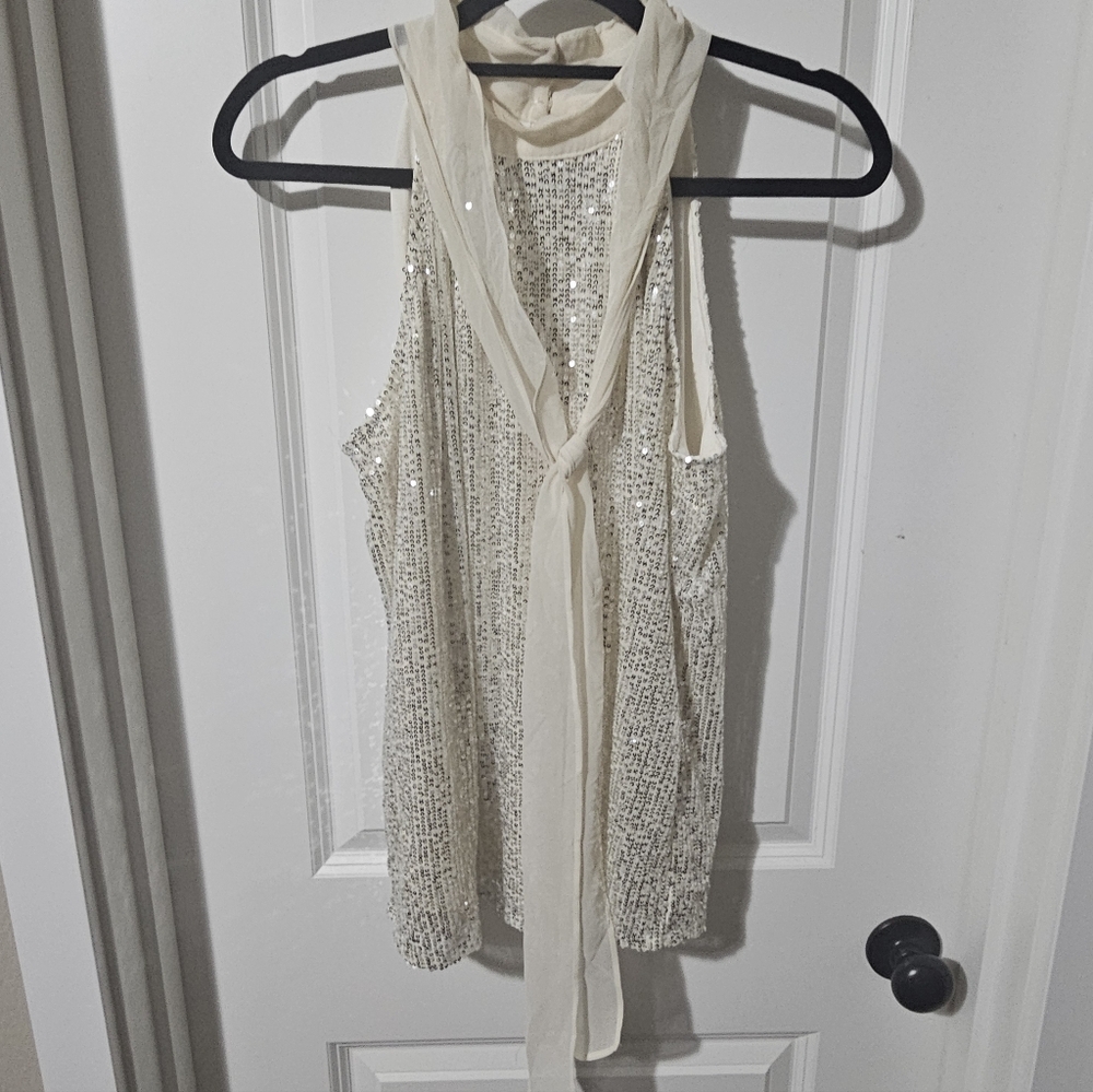 Calvin Klein Cream Sequin Tank Top